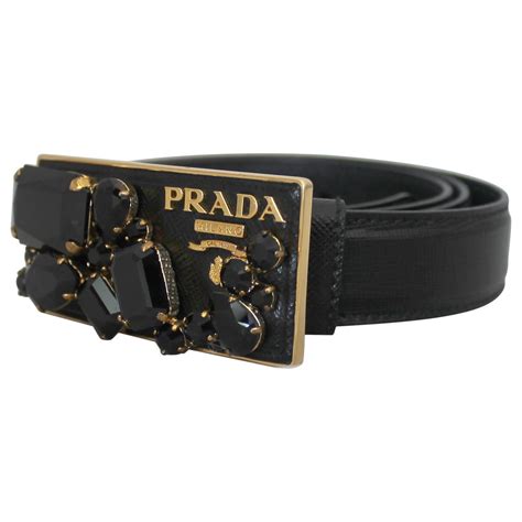 prada black leather belt